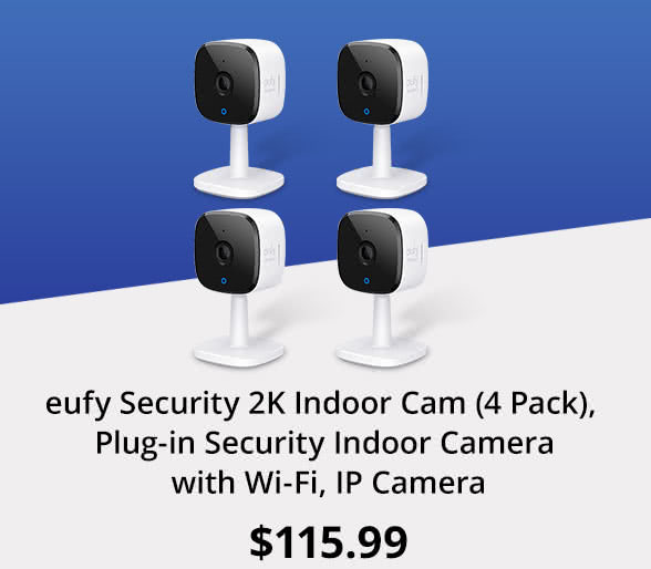 eufy Security 2K Indoor Cam (4 Pack),  Plug-in Security Indoor Camera with Wi-Fi, IP Camera