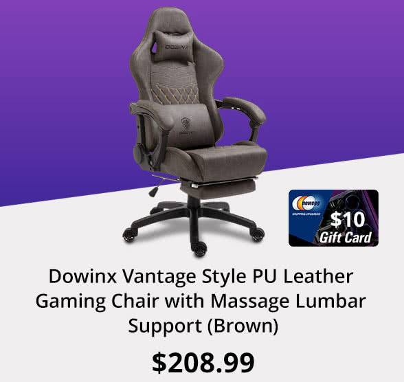 Dowinx Vantage Style PU Leather Gaming Chair with Massage Lumbar Support (Brown)