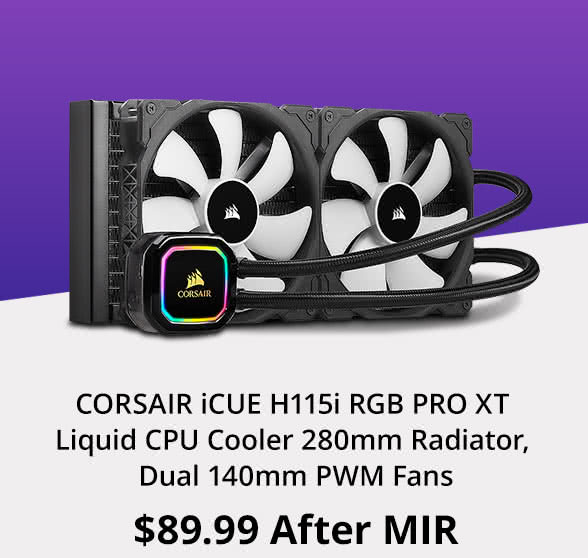 CORSAIR iCUE H115i RGB PRO XT Liquid CPU Cooler 280mm Radiator, Dual 140mm PWM Fans