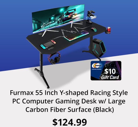 Furmax 55 Inch Y-shaped Racing Style PC Computer Gaming Desk w/ Large Carbon Fiber Surface (Black)