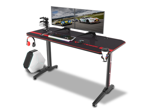 Vitesse 55" T Shaped Computer Gaming Desk with Free Large Mouse Pad
