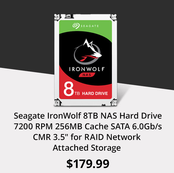 Seagate IronWolf 8TB NAS Hard Drive 7200 RPM 256MB Cache SATA 6.0Gb/s CMR 3.5" for RAID Network Attached Storage