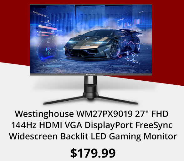 Westinghouse WM27PX9019 27" FHD 144Hz HDMI VGA DisplayPort FreeSync Widescreen Backlit LED Gaming Monitor