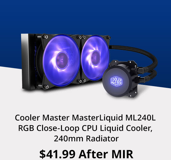 Cooler Master MasterLiquid ML240L RGB Close-Loop CPU Liquid Cooler, 240mm Radiator