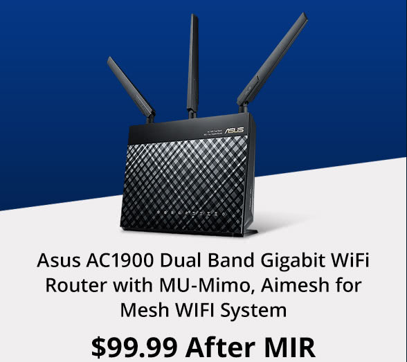 Asus AC1900 Dual Band Gigabit WiFi Router with MU-Mimo, Aimesh for Mesh WIFI System