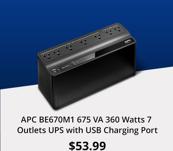 APC BE670M1 675 VA 360 Watts 7 Outlets UPS with USB Charging Port