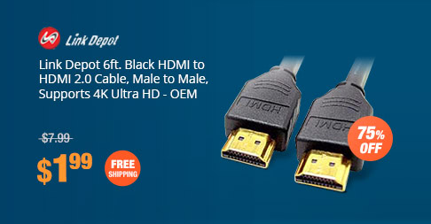Link Depot 6ft. Black HDMI to HDMI 2.0 Cable, Male to Male, Supports 4K Ultra HD - OEM