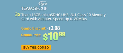 Combo: 3x - Team 16GB microSDHC UHS-I/U1 Class 10 Memory Card with Adapter, Speed Up to 80MB/s