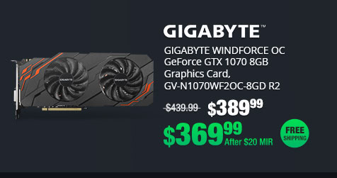 GIGABYTE WINDFORCE OC GeForce GTX 1070 8GB Graphics Card, GV-N1070WF2OC-8GD R2