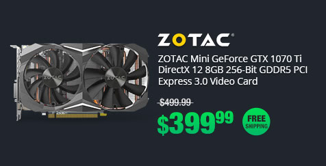 ZOTAC Mini GeForce GTX 1070 Ti DirectX 12 8GB 256-Bit GDDR5 PCI Express 3.0 Video Card