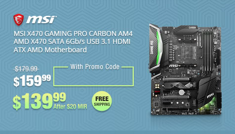 MSI X470 GAMING PRO CARBON AM4 AMD X470 SATA 6Gb/s USB 3.1 HDMI ATX AMD Motherboard