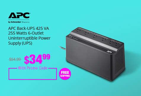 APC Back-UPS 425 VA 255 Watts 6-Outlet Uninterruptible Power Supply (UPS)