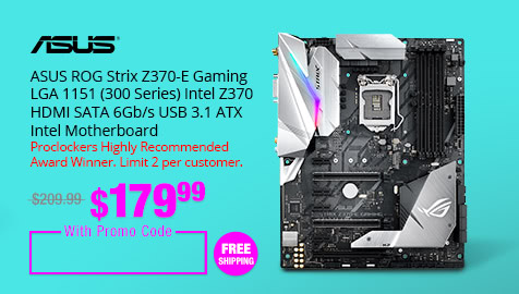 ASUS ROG Strix Z370-E Gaming LGA 1151 (300 Series) Intel Z370 HDMI SATA 6Gb/s USB 3.1 ATX Intel Motherboard