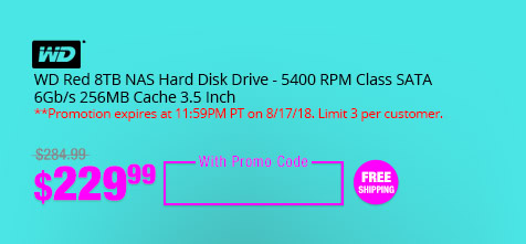 WD Red 8TB NAS Hard Disk Drive - 5400 RPM Class SATA 6Gb/s 256MB Cache 3.5 Inch