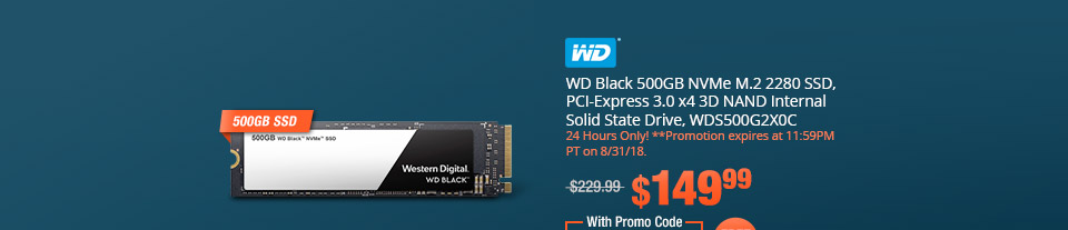 WD Black 500GB NVMe M.2 2280 SSD, PCI-Express 3.0 x4 3D NAND Internal Solid State Drive, WDS500G2X0C