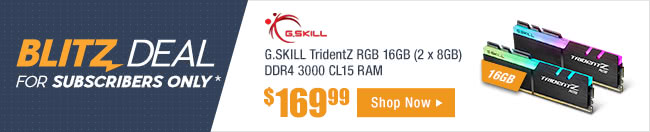 BLITZ DEAL -- G.SKILL TridentZ RGB 16GB (2 x 8GB) DDR4 3000 CL15 RAM
