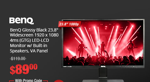 BenQ Glossy Black 23.8" Widescreen 1920 x 1080 4ms (GTG) LED-LCD Monitor w/ Built-in Speakers, VA Panel