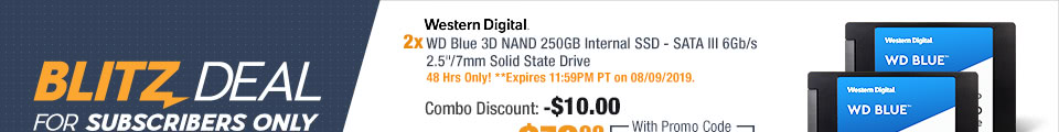 Combo: 2x - WD Blue 3D NAND 250GB Internal SSD - SATA III 6Gb/s 2.5"/7mm Solid State Drive