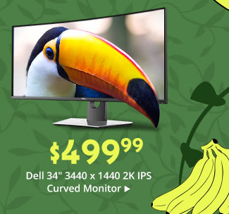 $499.99 Dell 34" 3440 x 1440 2K IPS Curved Monitor 