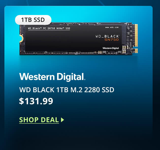 $131.99 WD BLACK 1TB M.2 2280 SSD