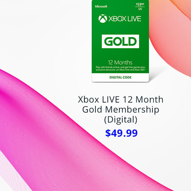 $49.99 Xbox LIVE 12 Month Gold Membership (Digital)