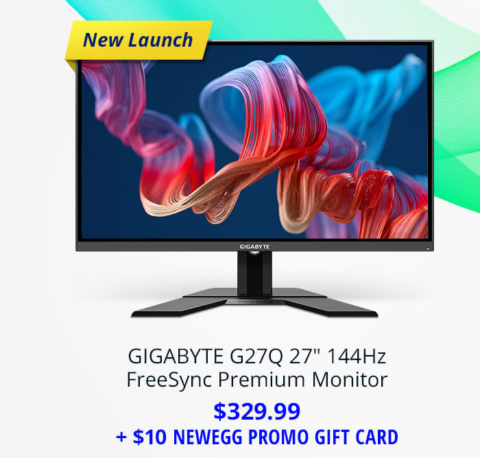 $329.99 GIGABYTE G27Q 27" 144Hz FreeSync Premium Monitor + $10 Newegg Promo Gift Card