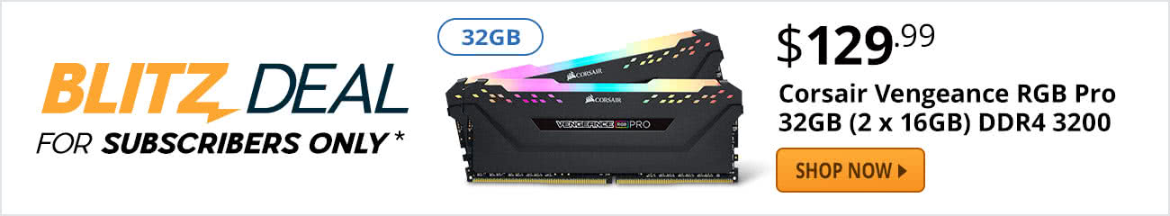 Blitz Deal - Corsair Vengeance RGB Pro 32GB (2 x 16GB) DDR4 3200