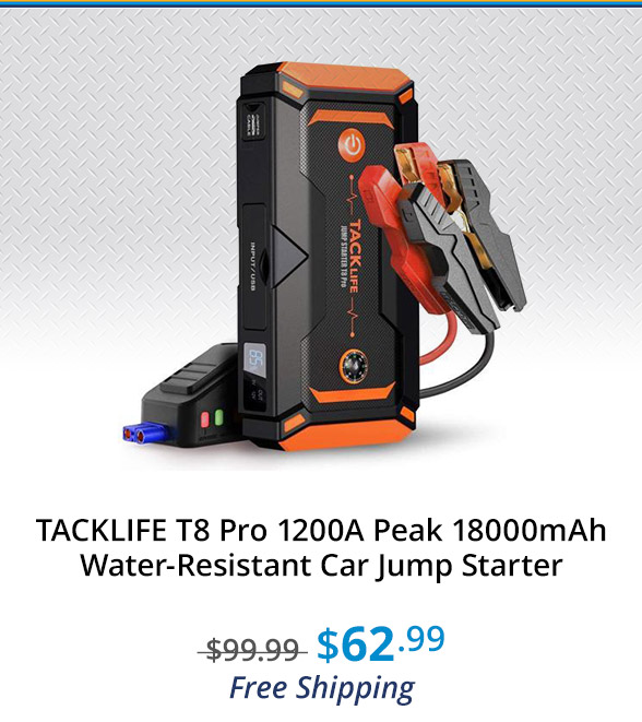 TACKLIFE T8 Pro 1200A Peak 18000mAh Water-Resistant Car Jump Starter