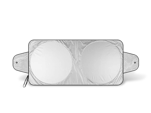 Car Windshield Sun Shade - 2 Ears Functional Installation Car Sun Shade, Keeps Vehicle Cool   ( Sliver/ Black - Size 63" x 35" )