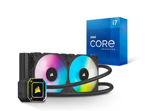 Intel Core i7-11700K Rocket Lake 8-Core Processor + Corsair Hydro Series iCUE H100i ELITE CAPELLIX 240mm Radiator Liquid CPU Cooler