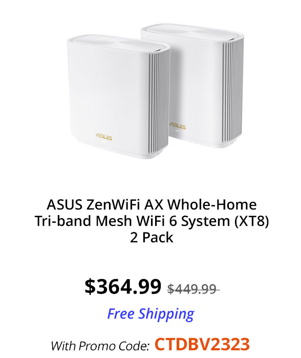 ASUS ZenWiFi AX Whole-Home Tri-band Mesh WiFi 6 System (XT8) 2 Pack