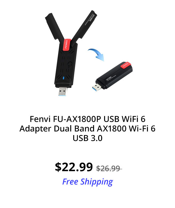 Fenvi FU-AX1800P USB WiFi 6 Adapter Dual Band AX1800 Wi-Fi 6 USB 3.0