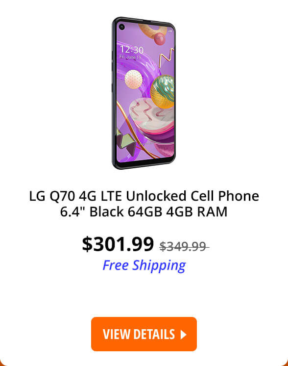 LG Q70 4G LTE Unlocked Cell Phone 6.4" Black 64GB 4GB RAM