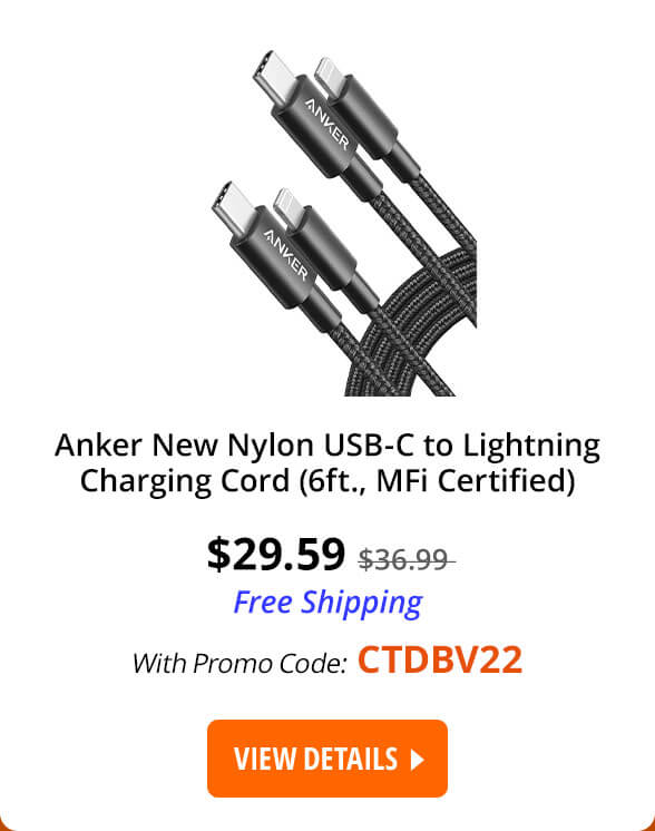 Anker New Nylon USB-C to Lightning Charging Cord (6ft., MFi Certified)