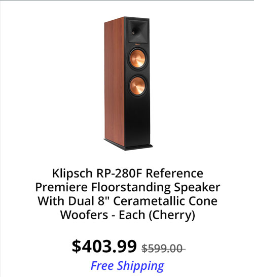 Klipsch RP-280F Reference Premiere Floorstanding Speaker With Dual 8" Cerametallic Cone Woofers - Each (Cherry)