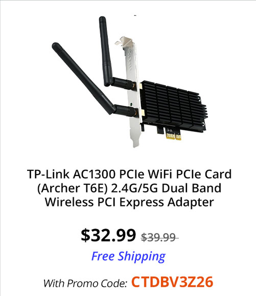 TP-Link AC1300 PCIe WiFi PCIe Card (Archer T6E) 2.4G/5G Dual Band Wireless PCI Express Adapter