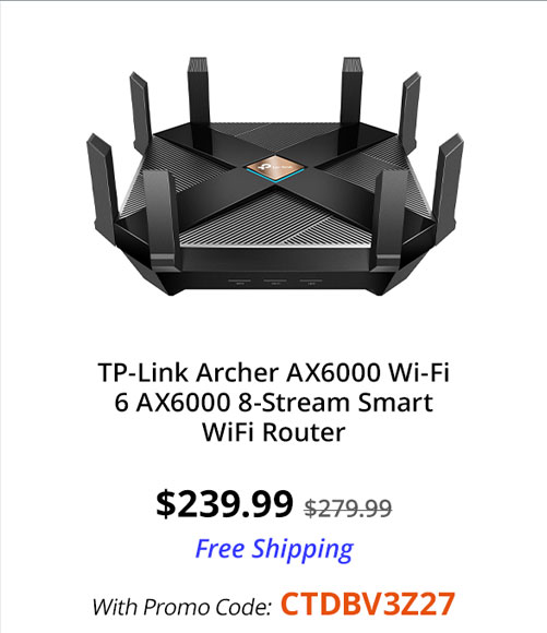 TP-Link Archer AX6000 Wi-Fi 6 AX6000 8-Stream Smart WiFi Router