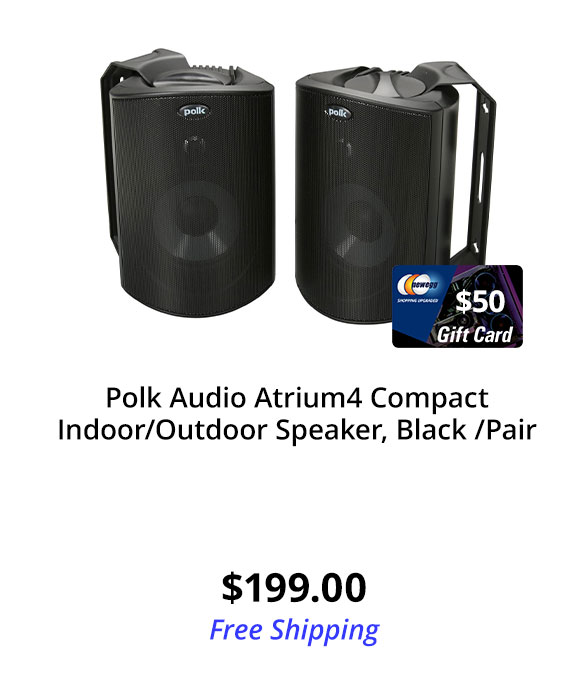 Polk Audio Atrium4 Compact Indoor/Outdoor Speaker, Black /Pair