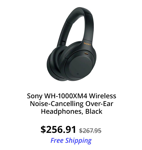 Sony WH-1000XM4 Wireless Noise-Cancelling Over-Ear Headphones, Black