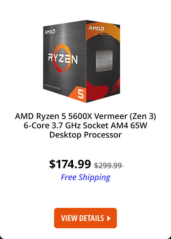 AMD Ryzen 5 5600X Vermeer (Zen 3) 6-Core 3.7 GHz Socket AM4 65W Desktop Processor