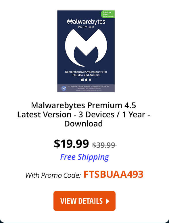 Malwarebytes Premium 4.5 Latest Version - 3 Devices / 1 Year - Download