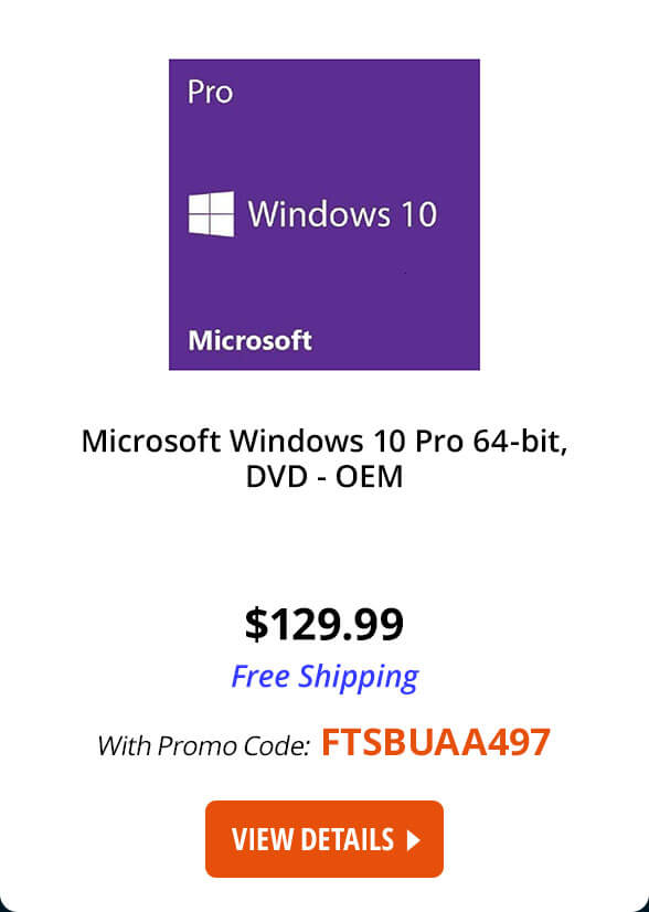 Microsoft Windows 10 Pro 64-bit, DVD - OEM