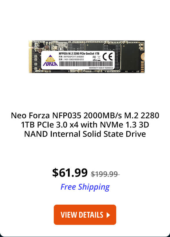 Neo Forza NFP035 2000MB/s M.2 2280 1TB PCIe 3.0 x4 with NVMe 1.3 3D NAND Internal Solid State Drive