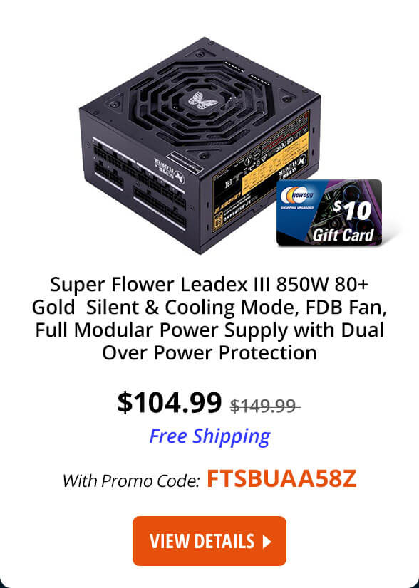 Super Flower Leadex III 850W 80+ Gold Silent & Cooling Mode, FDB Fan, Full Modular Power Supply with Dual Over Power Protection