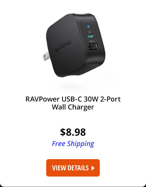 RAVPower USB-C 30W 2-Port Wall Charger