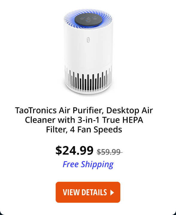 TaoTronics Air Purifier, Desktop Air Cleaner with 3-in-1 True HEPA Filter, 4 Fan Speeds