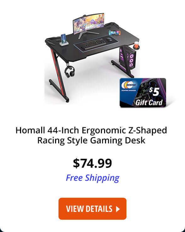 Homall 44-Inch Ergonomic Z-Shaped Racing Style Gaming Desk