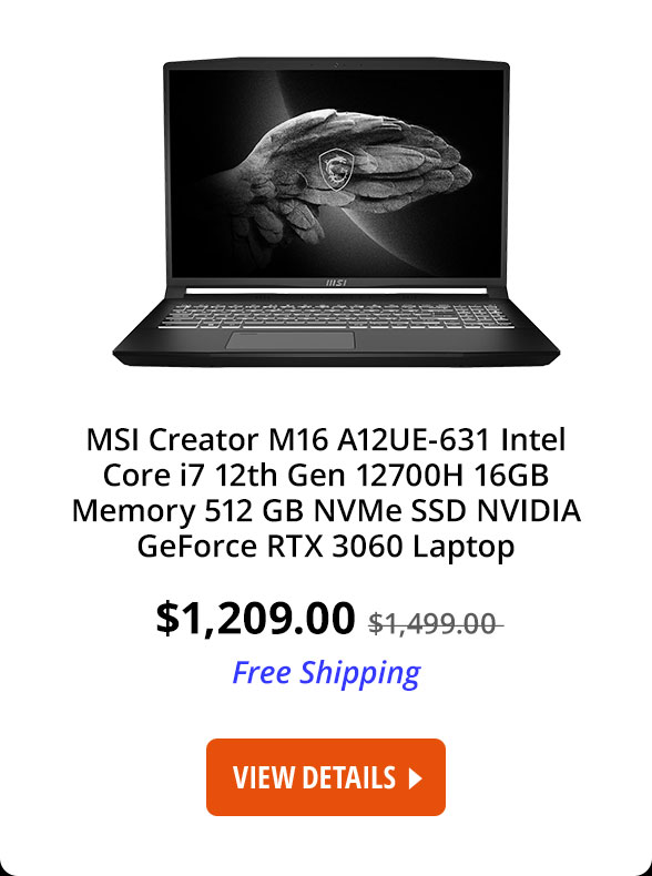 MSI Laptop Creator M16 A12UE-631 Intel Core i7 12th Gen 