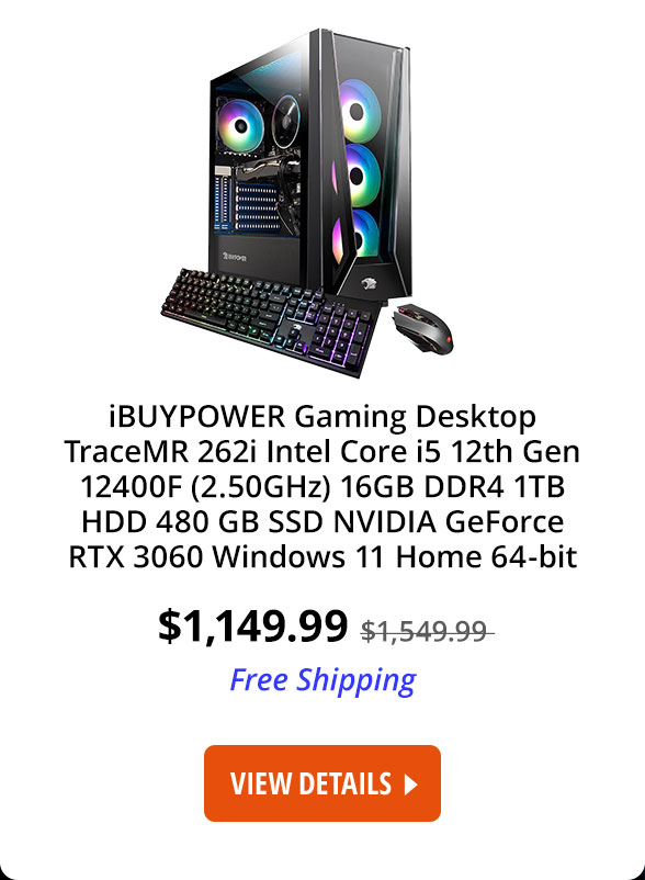 iBUYPOWER Gaming Desktop TraceMR 262i Intel Core i5 12th Gen