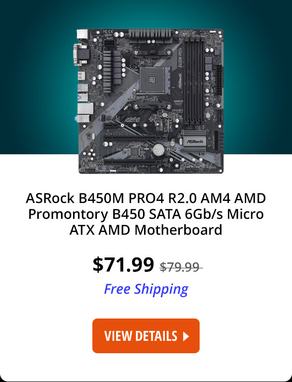 ASRock B450M PRO4 R2.0 AM4 AMD Promontory B450 SATA 6Gb/s Micro ATX AMD Motherboard